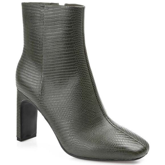 Journee Collection Women Sarla Ankle Booties Sz US 12M Olive Green Reptile Print - Picture 1 of 4